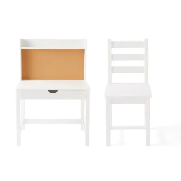 Kids Desk Set with Corkboard - White, Laminated