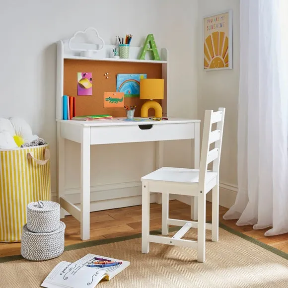 Kids Desk Set with Corkboard - White, Laminated image