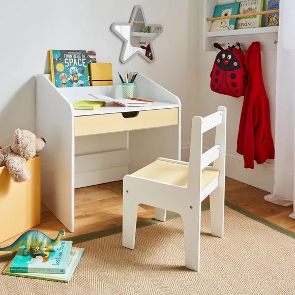 Kids Desk with Chair Set - White, Laminated image