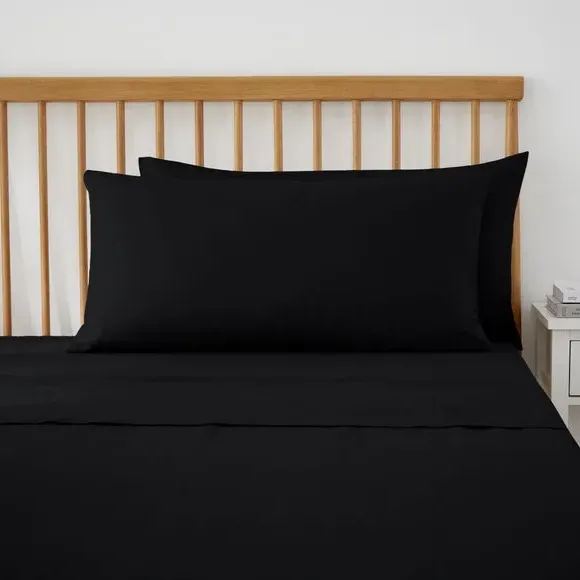 King Size Pillowcase Pair - Black, Cotton image