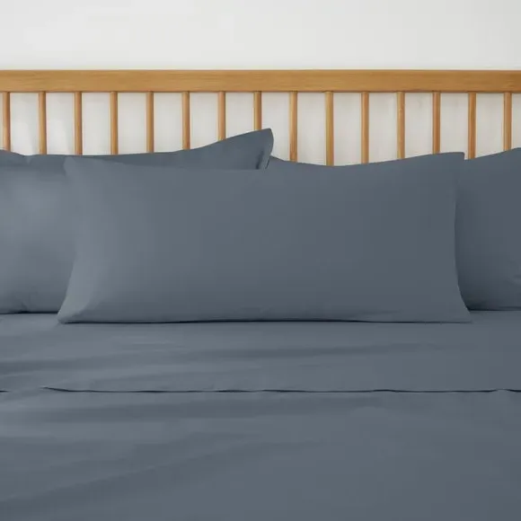 King Size Pillowcase Pair - Folkstone Blue, Cotton