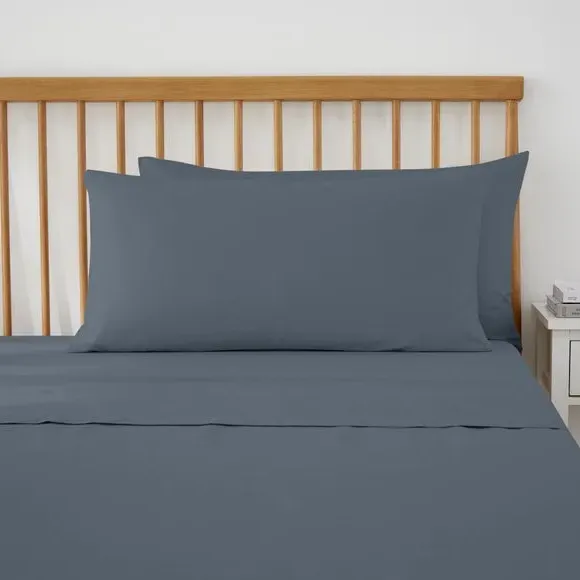 King Size Pillowcase Pair - Folkstone Blue, Cotton