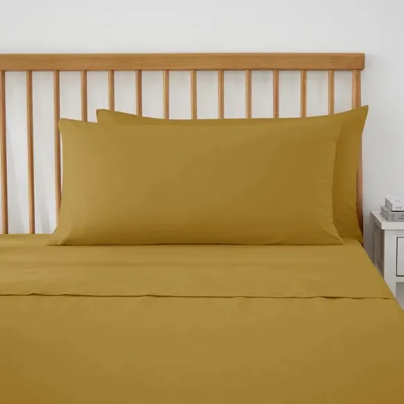 King Size Pillowcase Pair - Gold, Cotton