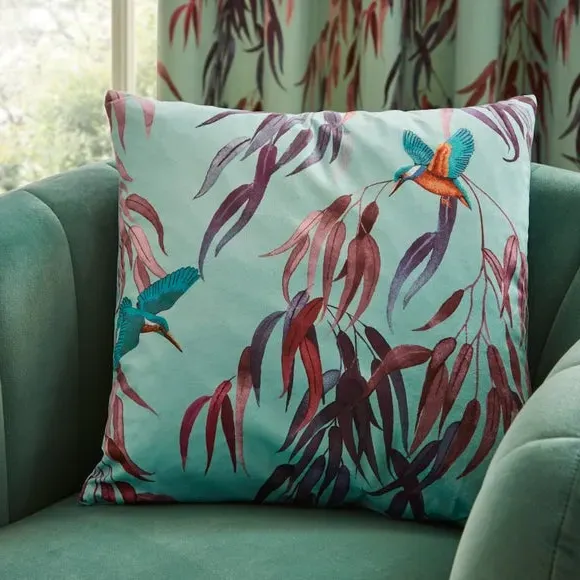 Kingfisher Cushion - Seafoam, Velour
