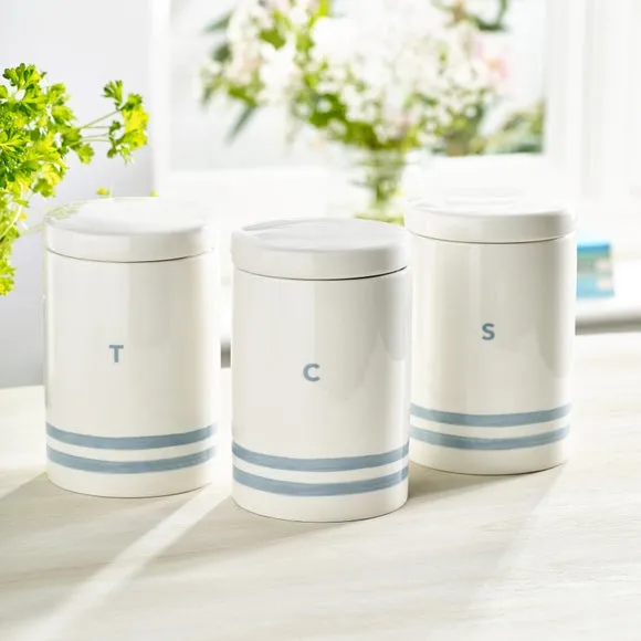 Kitchen Canister with Airtight Seal - Blue, Stoneware