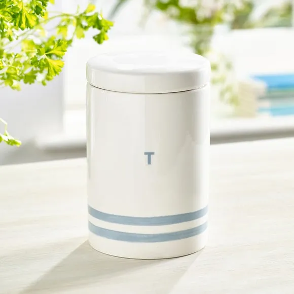 Kitchen Canister with Airtight Seal - Blue, Stoneware