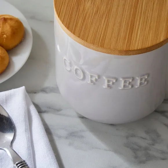 Kitchen Canister with Bamboo Lid - Grey, Ceramic