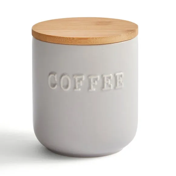 Kitchen Canister with Bamboo Lid - Grey, Ceramic