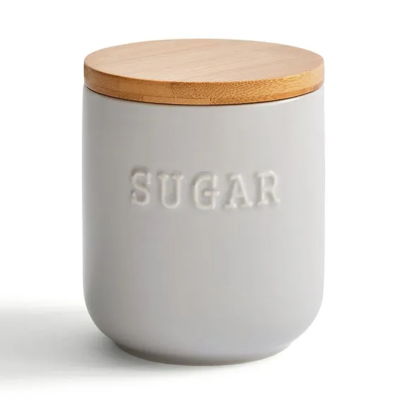 Kitchen Canister with Bamboo Lid - Grey, Ceramic