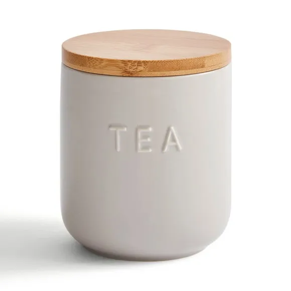 Kitchen Canister with Bamboo Lid - Grey, Ceramic