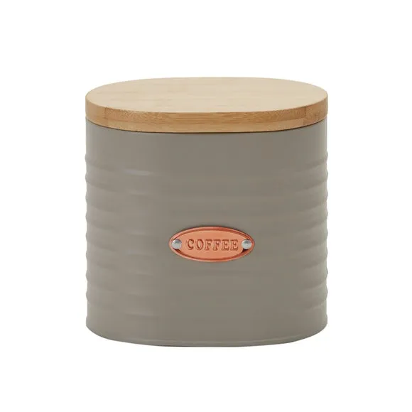 Kitchen Canister with Bamboo Lid - Grey, Metal