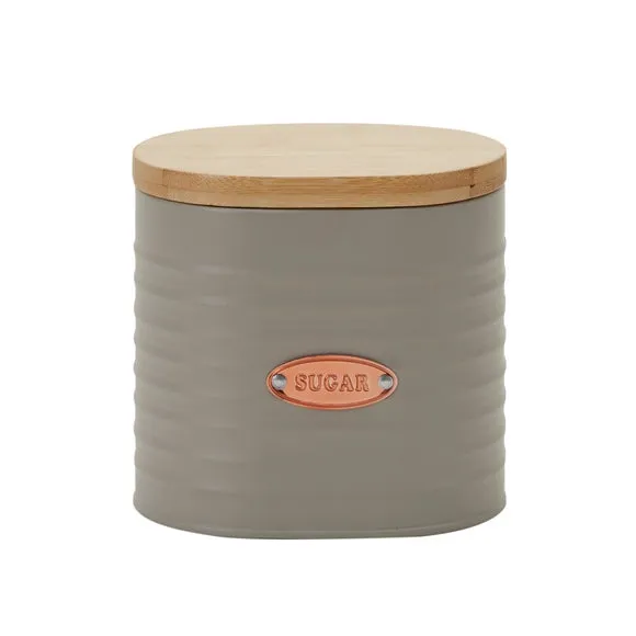 Kitchen Canister with Bamboo Lid - Grey, Metal image