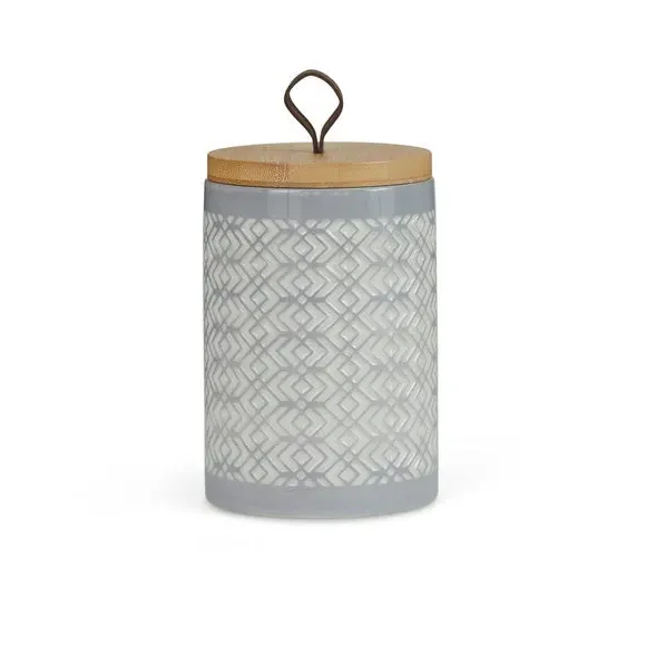 Kitchen Canister with Bamboo Lid - Grey, Stoneware image