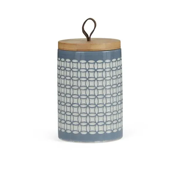 Kitchen Canister with Bamboo Lid - Grey, Stoneware image