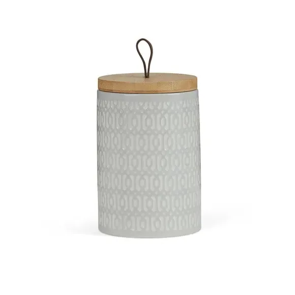 Kitchen Canister with Bamboo Lid - Taupe, Stoneware image