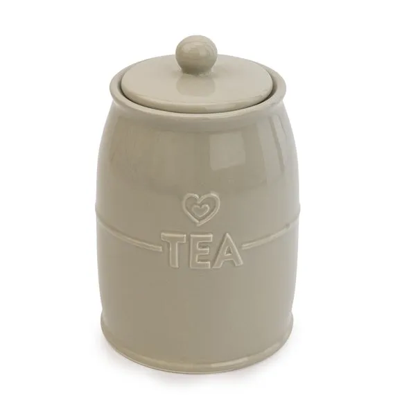 Kitchen Canister with Heart Design - Light Grey