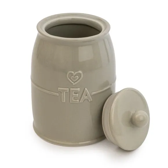 Kitchen Canister with Heart Design - Light Grey
