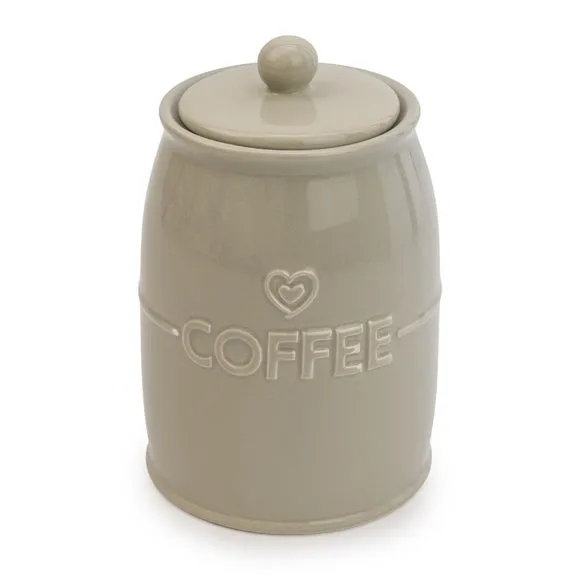 Kitchen Canister with Heart Design - Light Grey