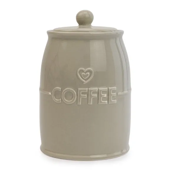 Kitchen Canister with Heart Design - Light Grey