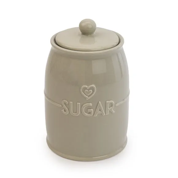 Kitchen Canister with Heart Design - Light Grey