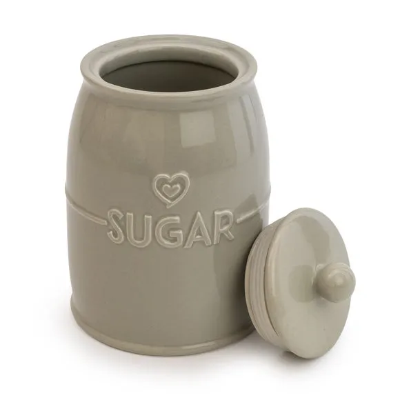 Kitchen Canister with Heart Design - Light Grey