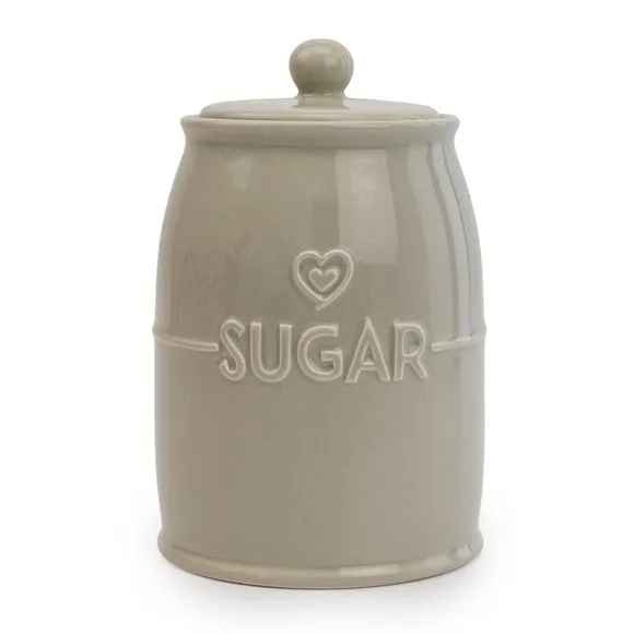 Kitchen Canister with Heart Design - Light Grey