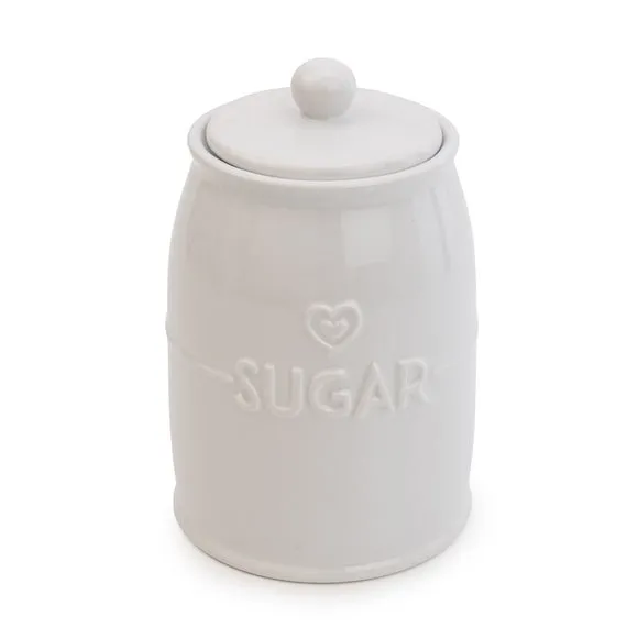 Kitchen Canister with Heart Design - White