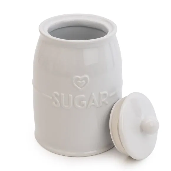 Kitchen Canister with Heart Design - White