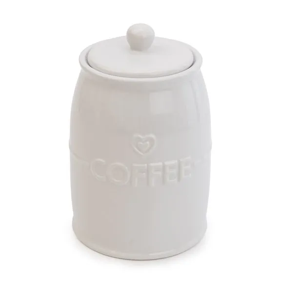 Kitchen Canister with Heart Design - White