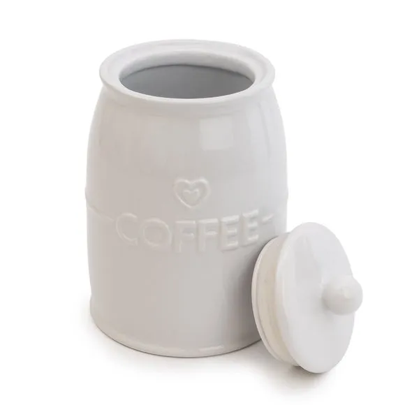 Kitchen Canister with Heart Design - White