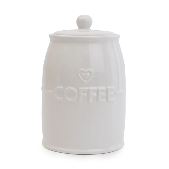 Kitchen Canister with Heart Design - White