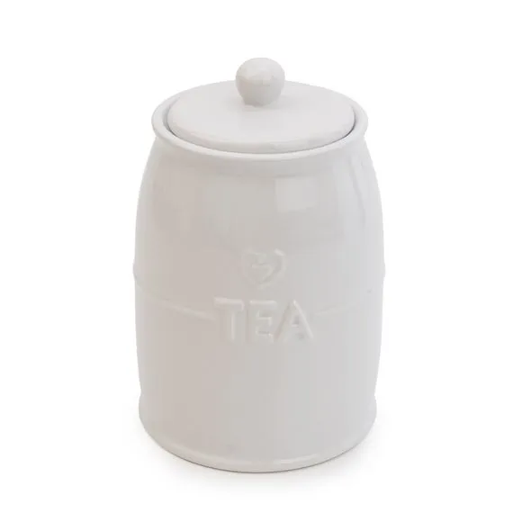 Kitchen Canister with Heart Design - White