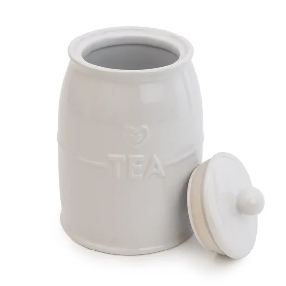 Kitchen Canister with Heart Design - White
