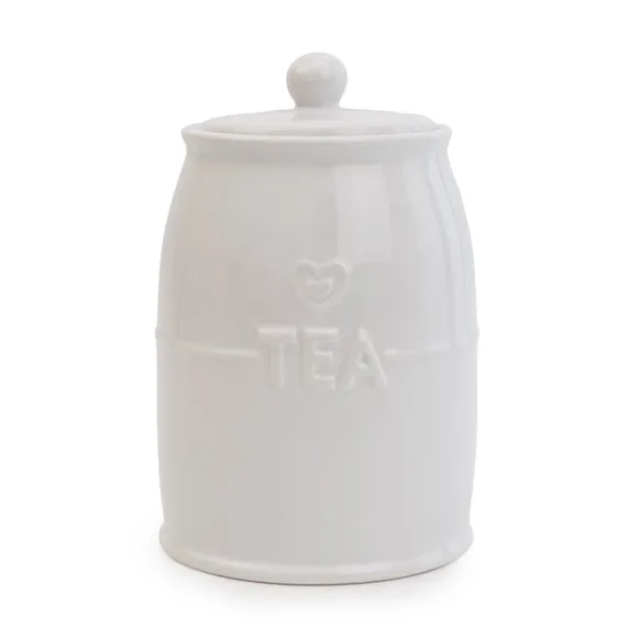 Kitchen Canister with Heart Design - White