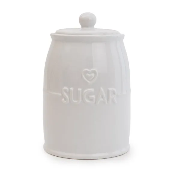Kitchen Canister with Heart Design - White