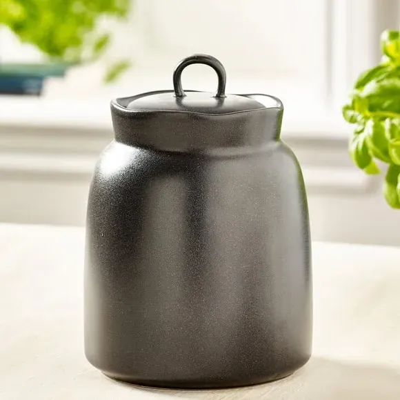 Kitchen Canister with Lid - Black, Stoneware image