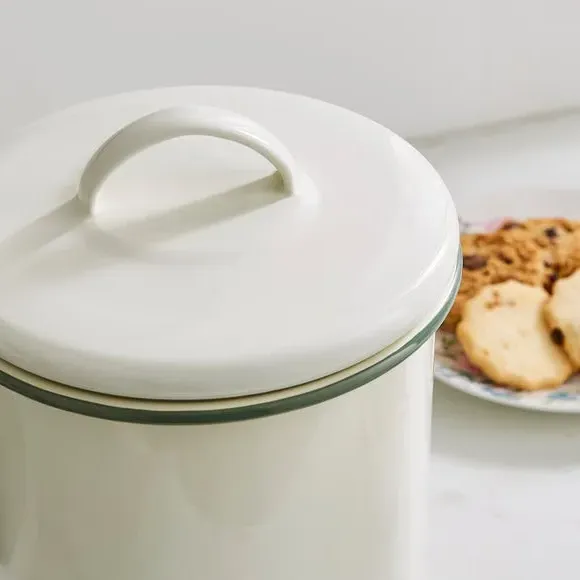 Kitchen Canister with Lid - Sage, Enamel