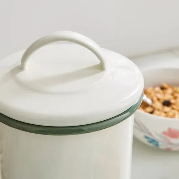 Kitchen Canister with Lid - Sage, Enamel