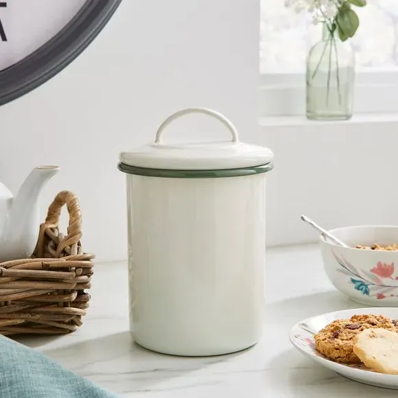 Kitchen Canister with Lid - Sage, Enamel image