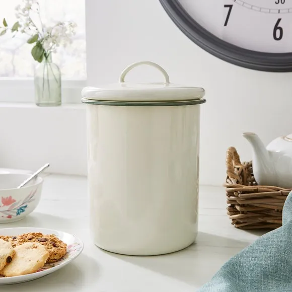 Kitchen Canister with Lid - Sage, Enamel