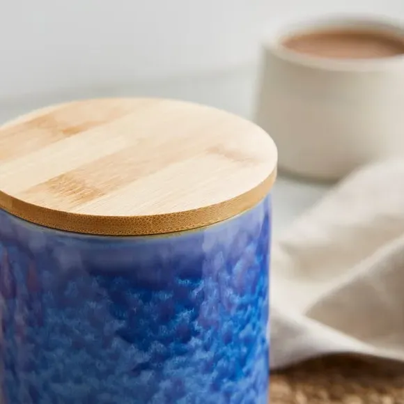 Kitchen Canister with Reactive Glaze - Blue, Stoneware