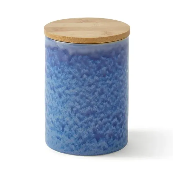 Kitchen Canister with Reactive Glaze - Blue, Stoneware