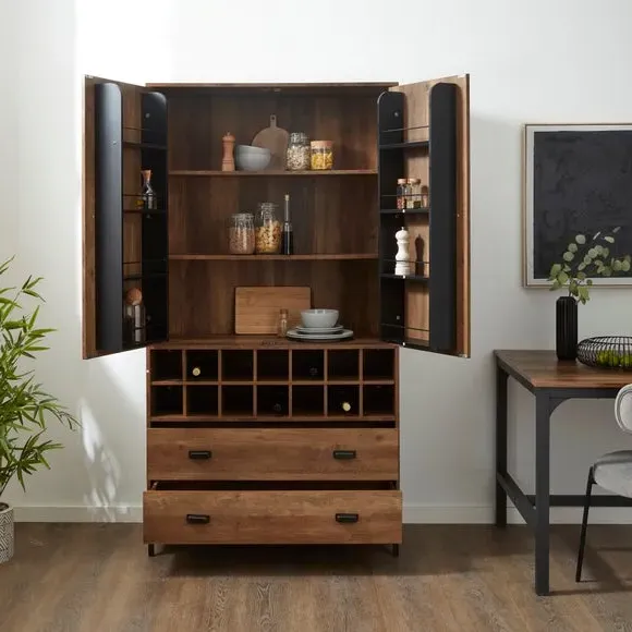 Kitchen Larder Unit with Drawers - Pine Effect image