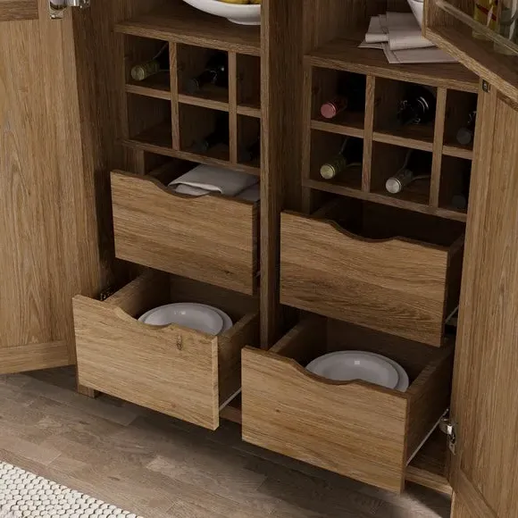 Kitchen Larder Unit with Wine Storage - Oak