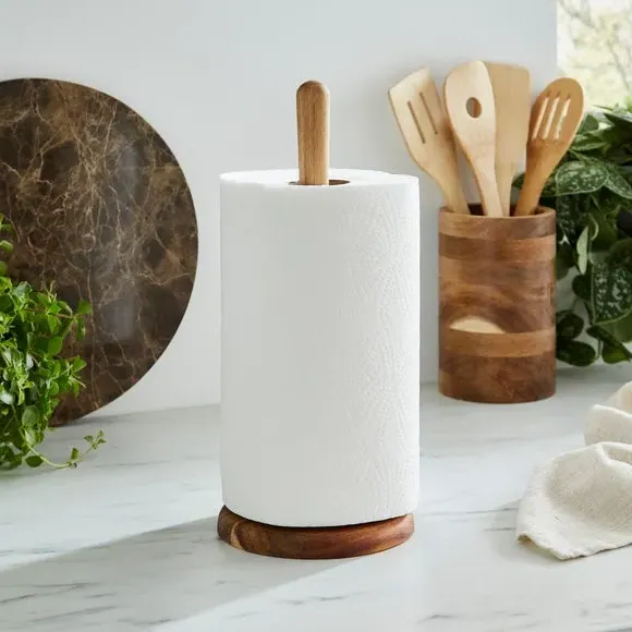 Kitchen Roll Holder - Brown, Acacia Wood image