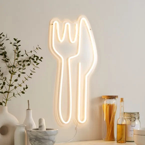 Knife & Fork Neon Sign - Clear, LED image