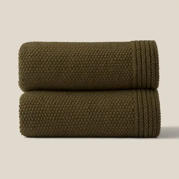 Knitted Bedspread - Olive, Polyester
