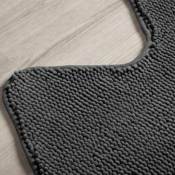L-Shaped Bath Mat with Slip-Resistant - Charcoal