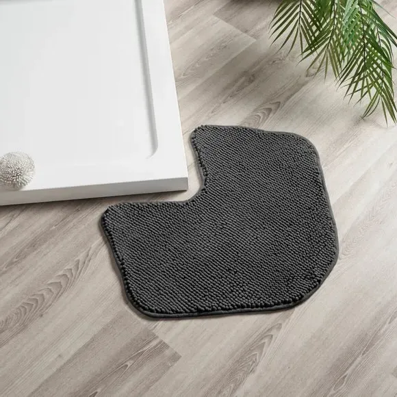 L-Shaped Bath Mat with Slip-Resistant - Charcoal image