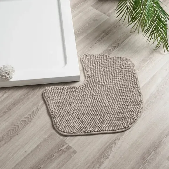 L-Shaped Bath Mat with Slip-Resistant - Mushroom